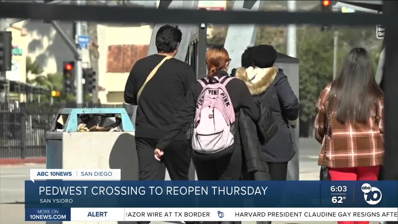 PedWest border crossing to reopen Thursday