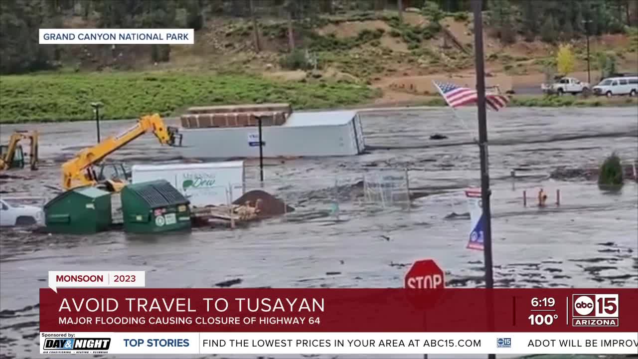Storms lead to flooding in Tusayan, near Grand Canyon