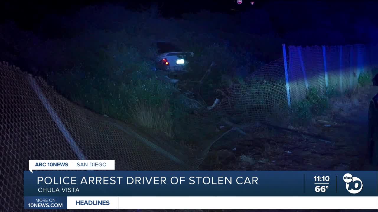 Car reported stolen leads Chula Vista Police on chase, plows through fence