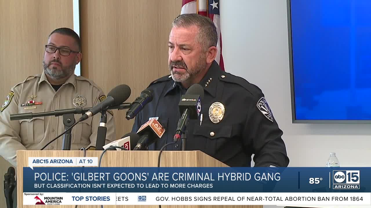 Gilbert Goons classified as 'gang,' but no additional charges submitted