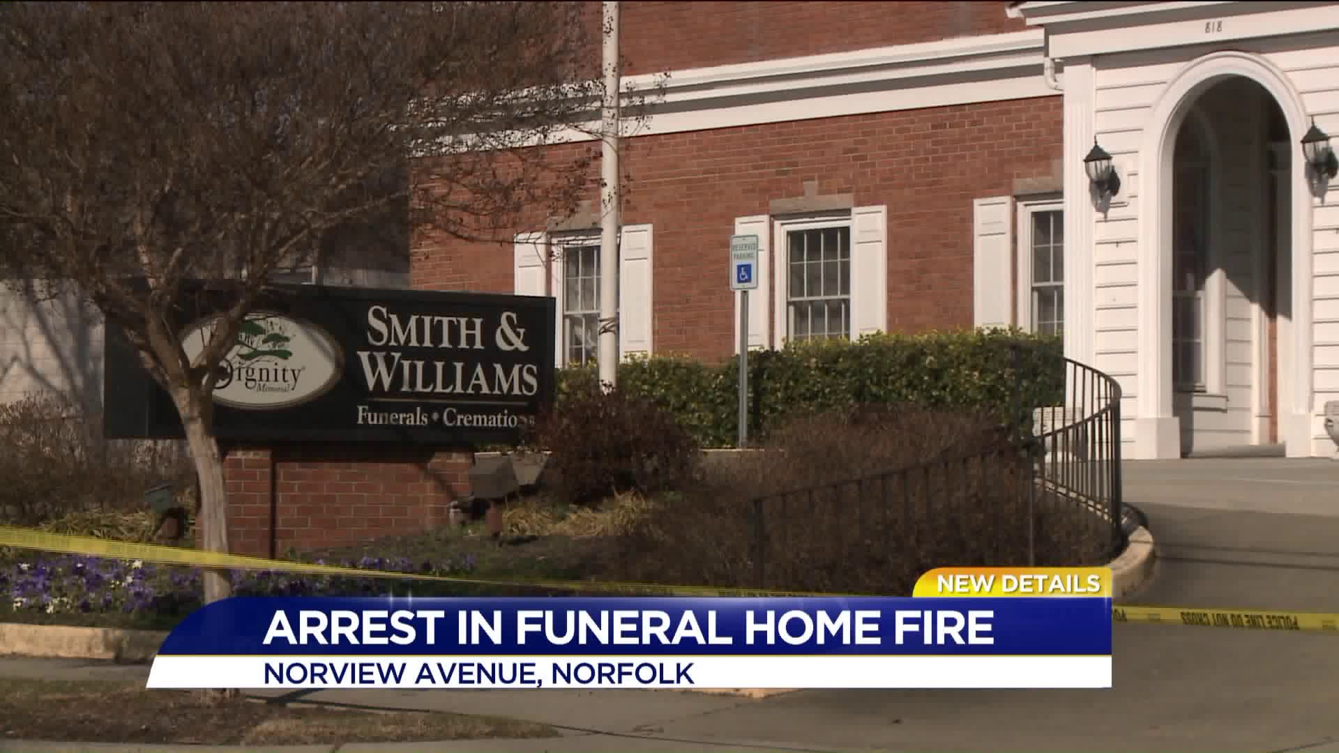 Man charged with arson in Norfolk funeral home fire