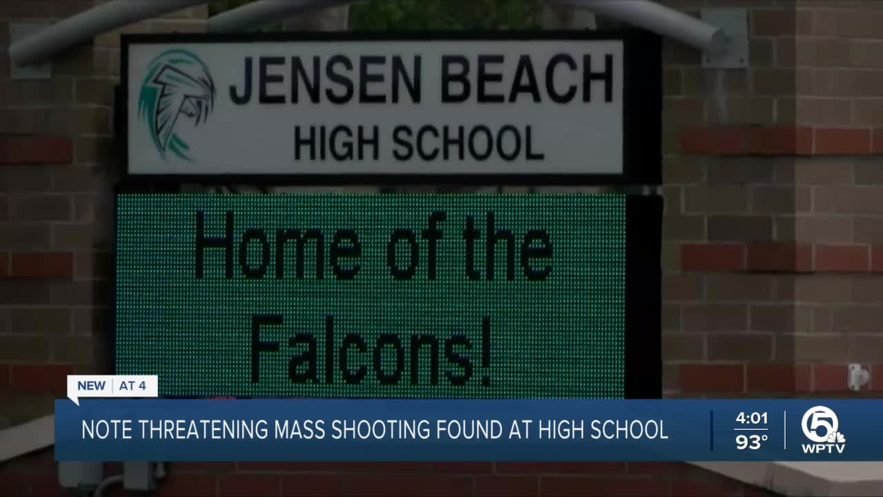 'Graphic' note threatening mass shooting found at Jensen Beach High School