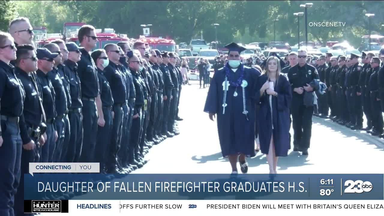 Daughter of fallen firefighter graduates high school wearing father's jacket - Vimarsana News
