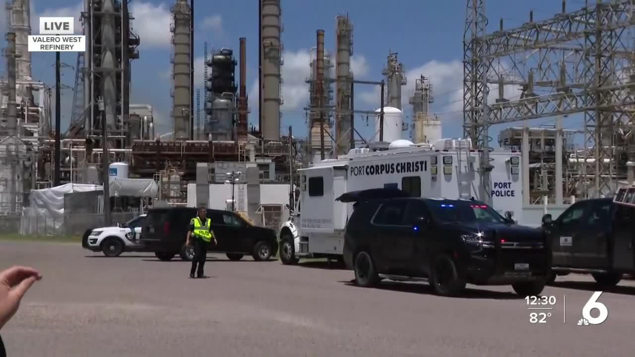 Officials say crews responding to fire at Valero west refinery