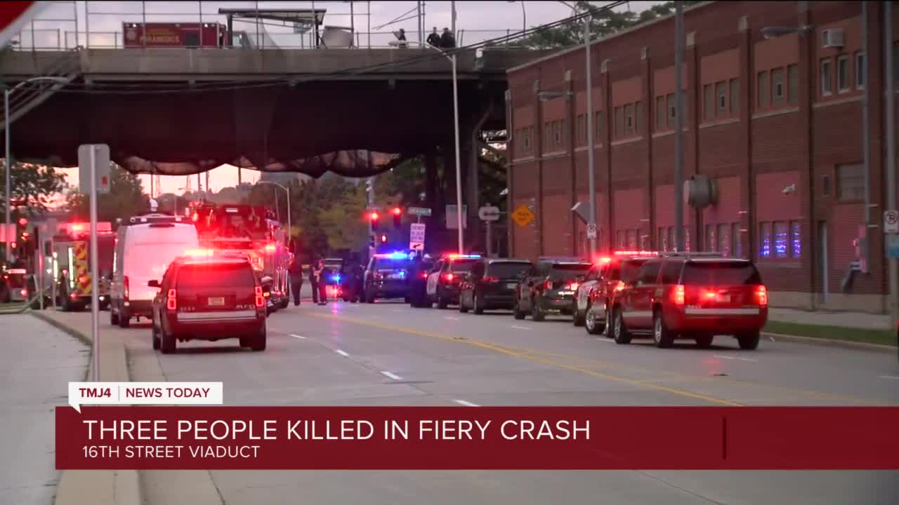 Car falls off 16th Street Viaduct during police pursuit; 3 dead, 1 injured