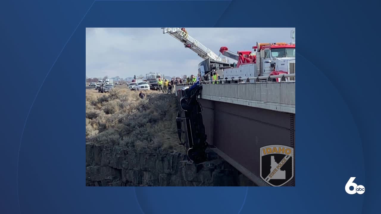 'Heroic effort' after crash on I84 leaves car hanging over bridge at