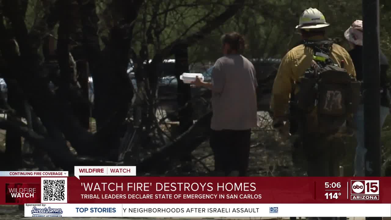 'Watch Fire' burns 2,100 acres, more than a dozen structures in San Carlos