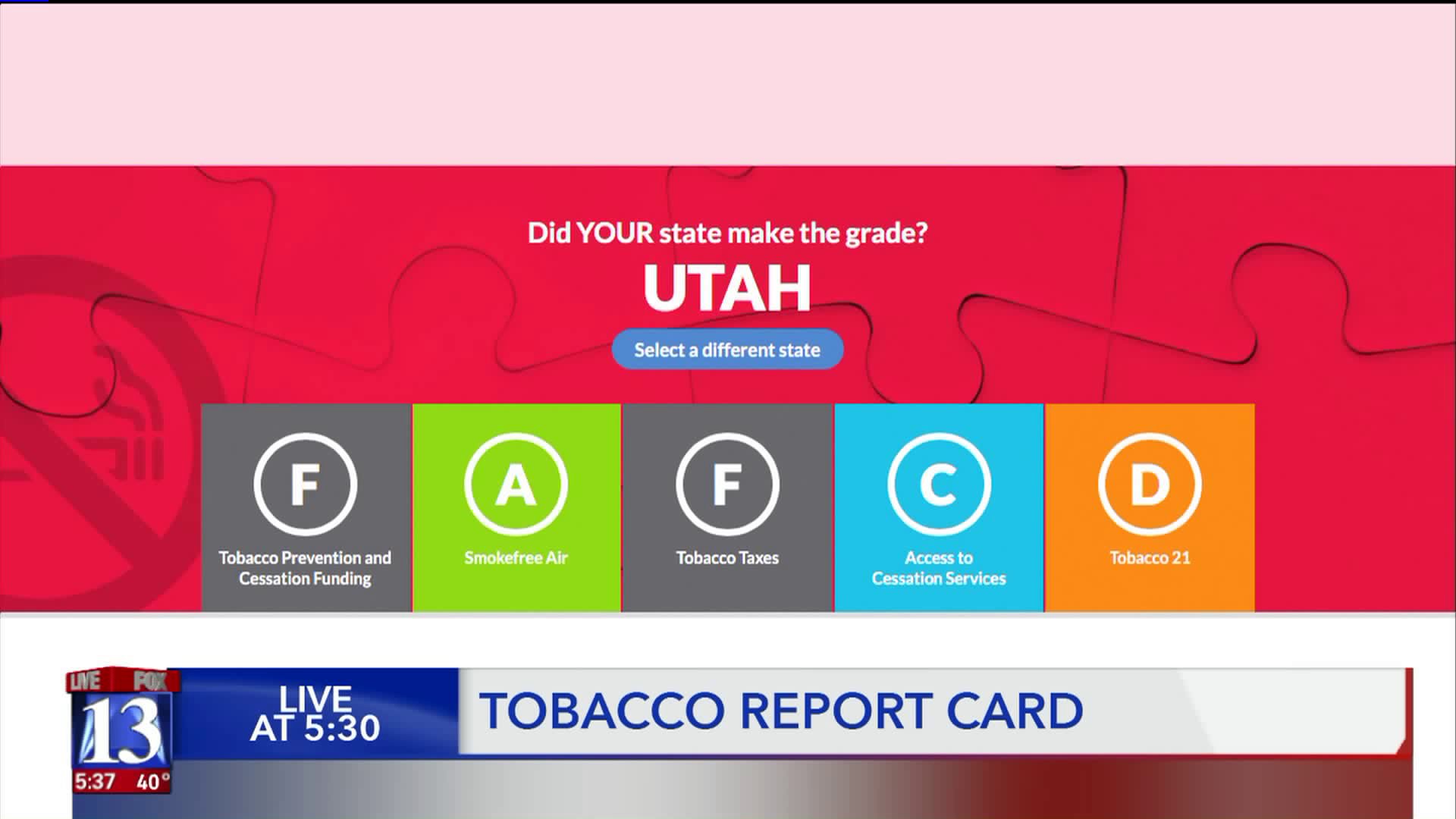 Utah’s horrible grade on tobacco policy is less horrible than most states