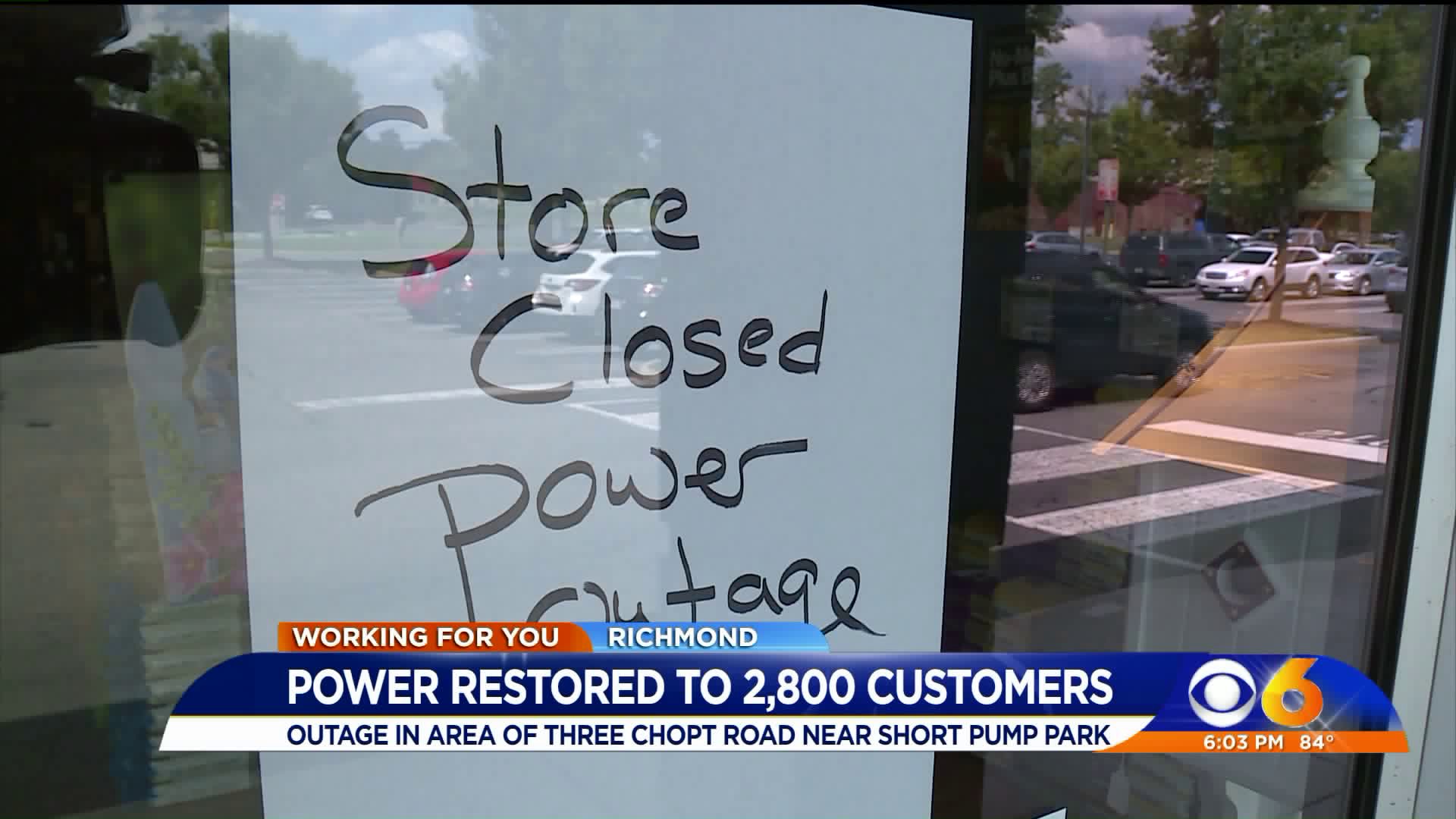 Power restored to Short Pump homes, businesses