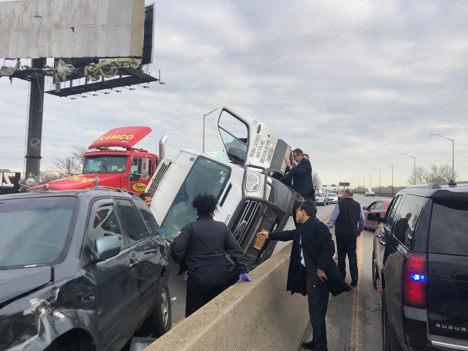 Gov. Andrew pulled over cut the man trapped in the car out and helped him to safety