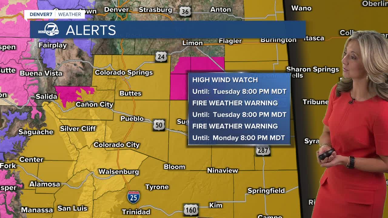 Red flag conditions for SE Colorado; snow coming for high country