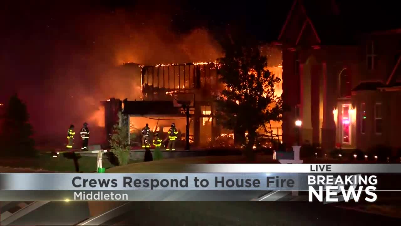 Crews Battle Large House Fire In Middleton