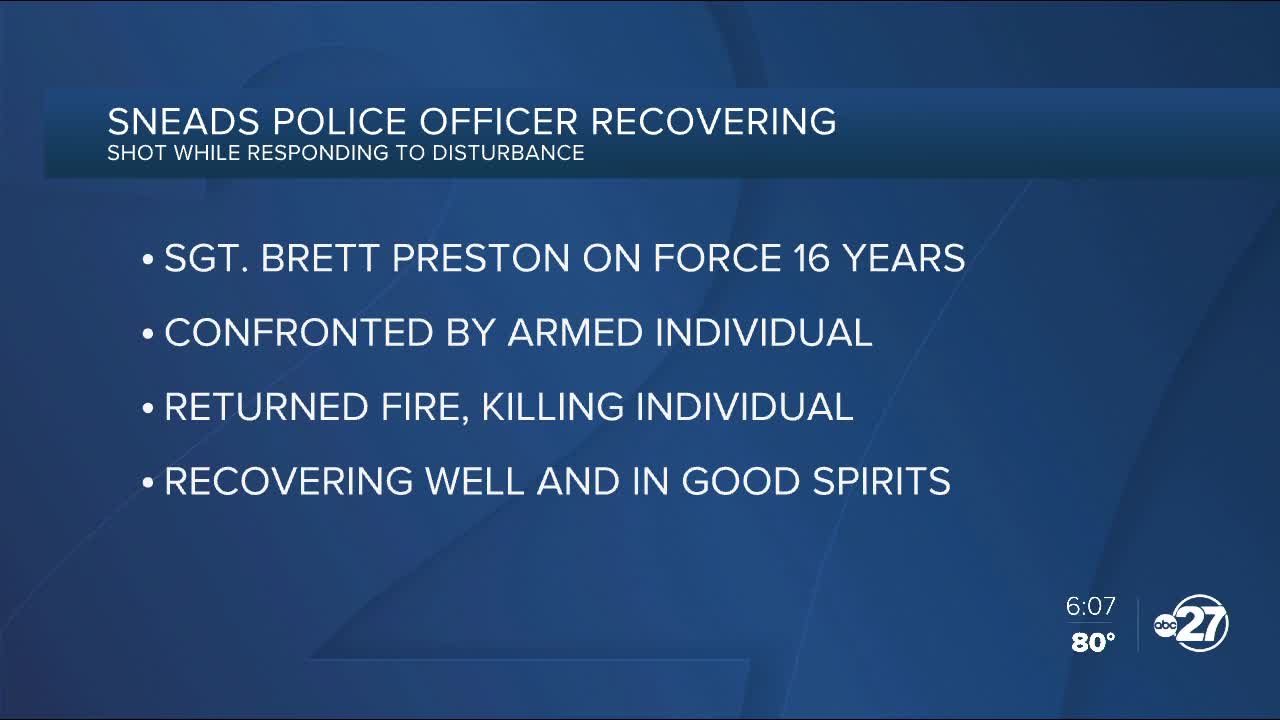 Sneads Police Sgt. Brett Preston recovering after being shot