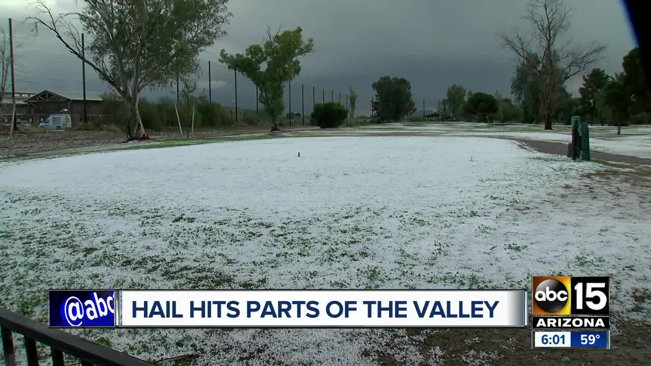 Hail falls in parts of the Valley