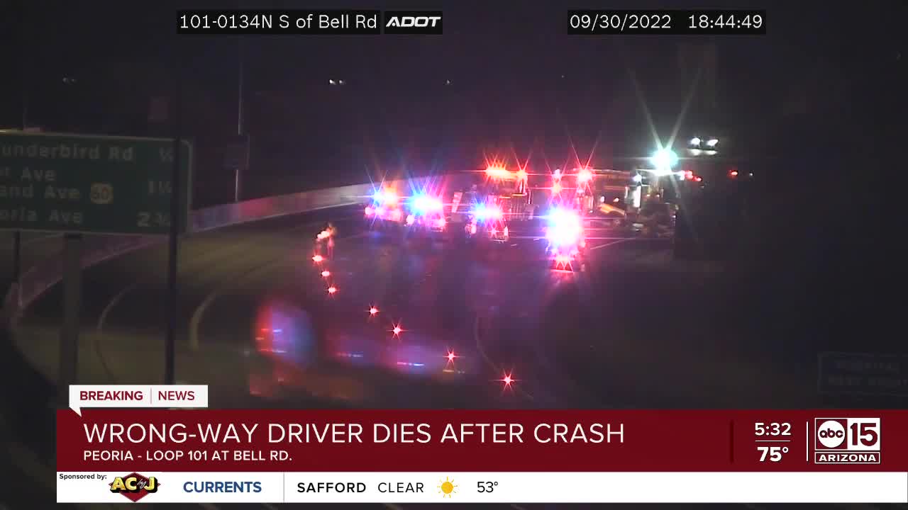 Wrong-way driver killed in crash along Loop 101 near Thunderbird Road