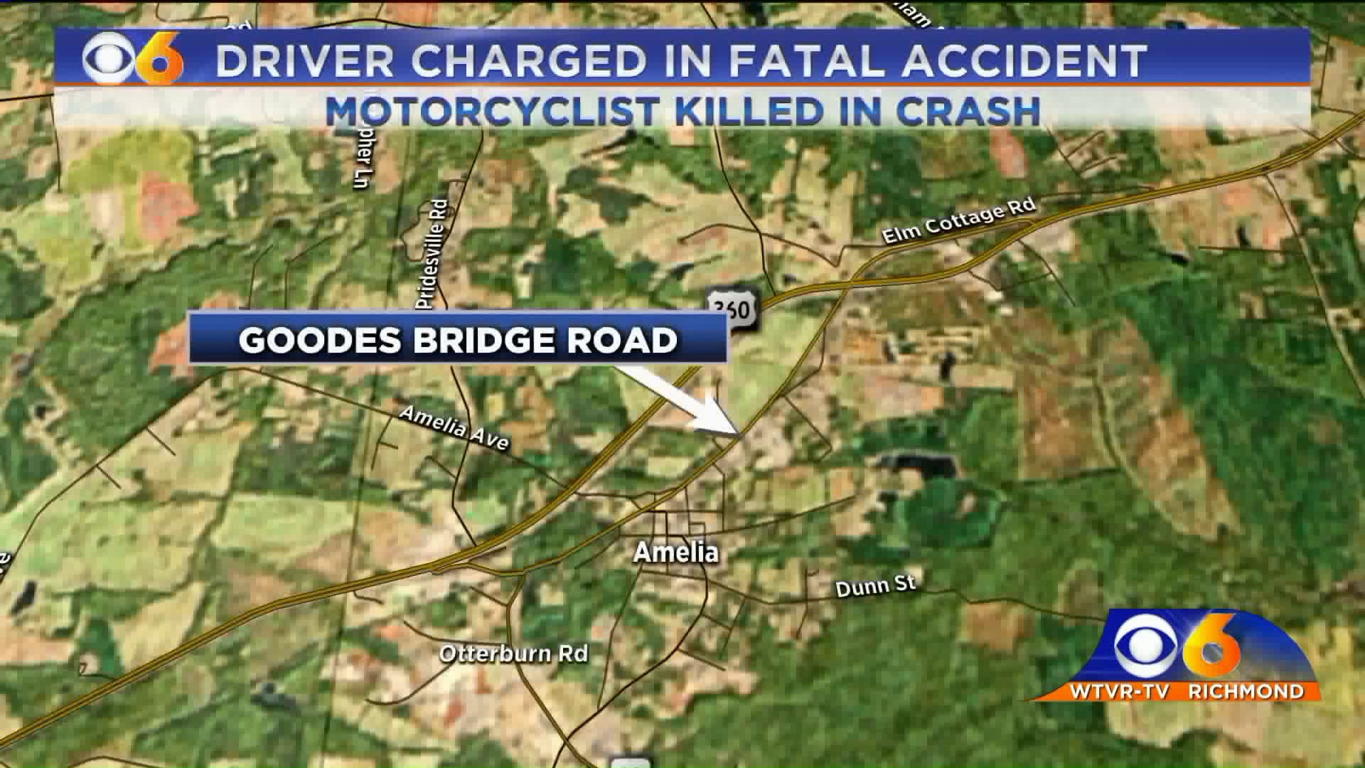 Driver charged after motorcyclist killed in Amelia County