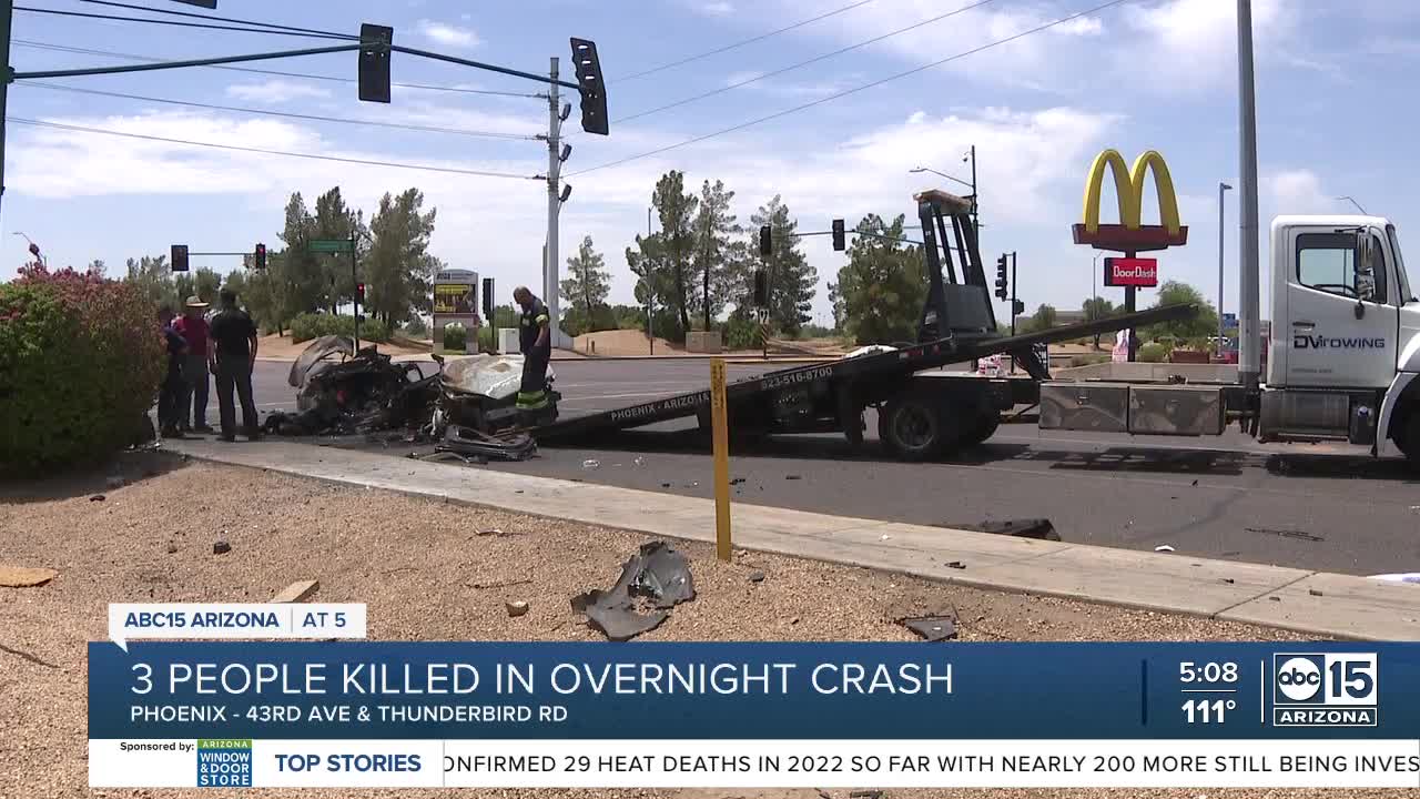 Four dead in fiery crash near 43rd Avenue and Thunderbird Road