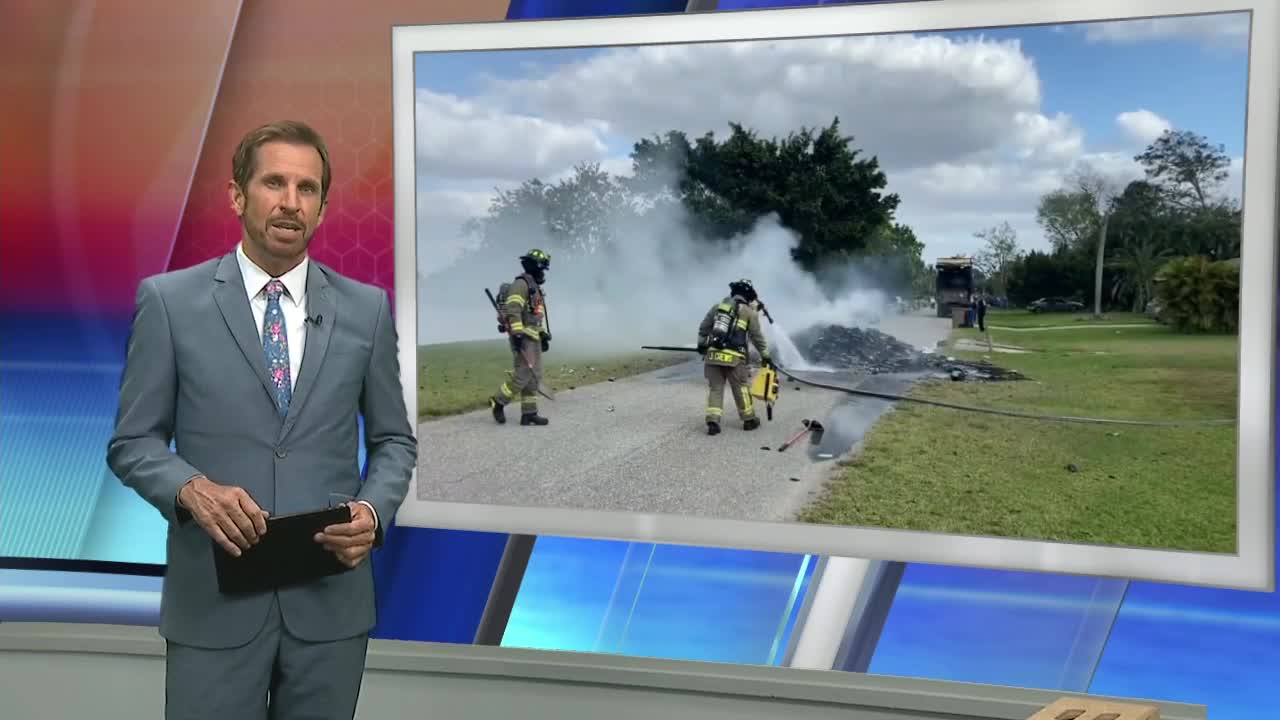 Lehigh garbage truck contents catch fire