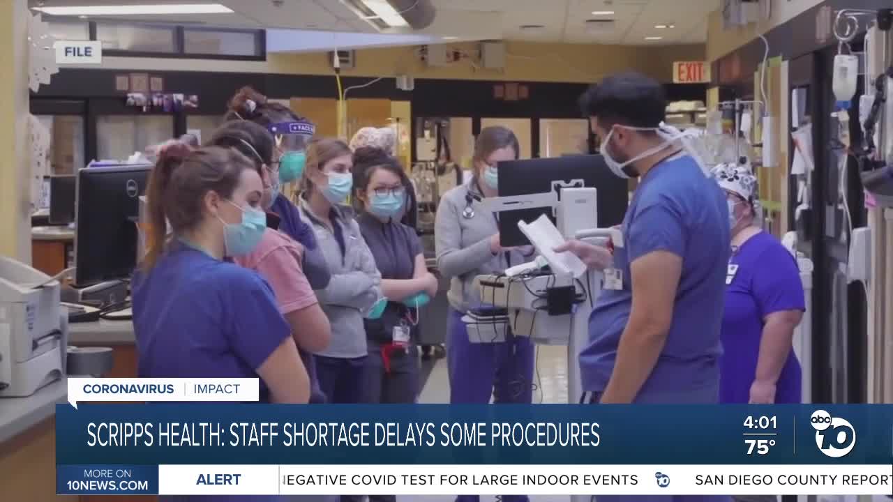 Scripps delays some procedures over staff shortage, COVID spike