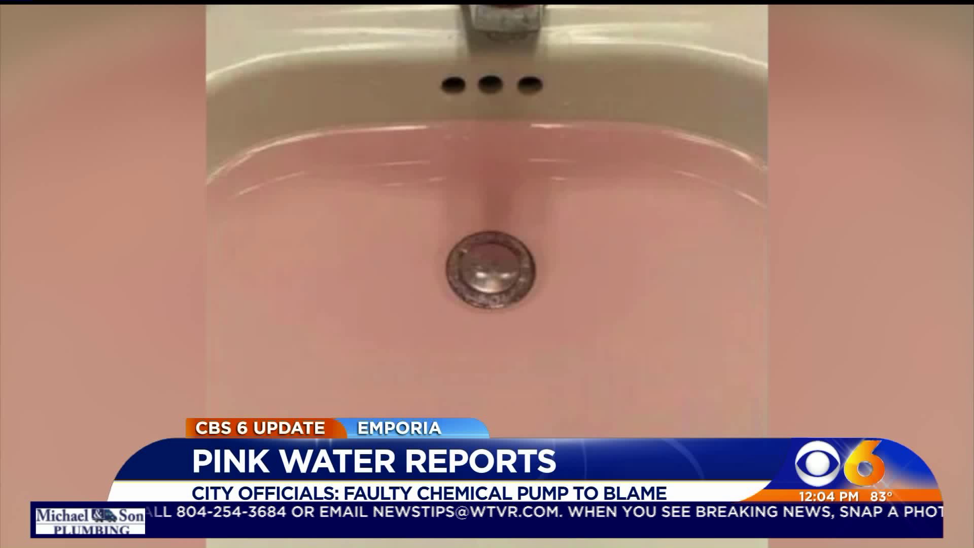 City reveals cause of its pink water problem