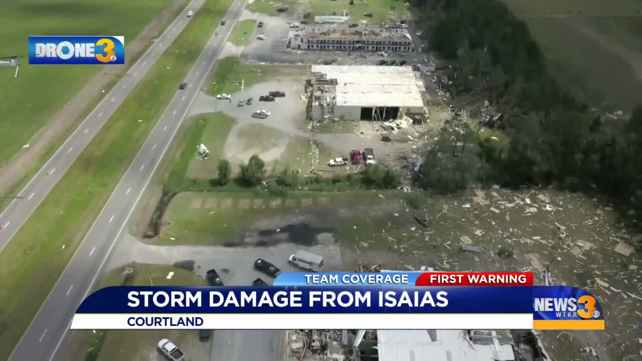 Courtland Inn damaged by Isaias