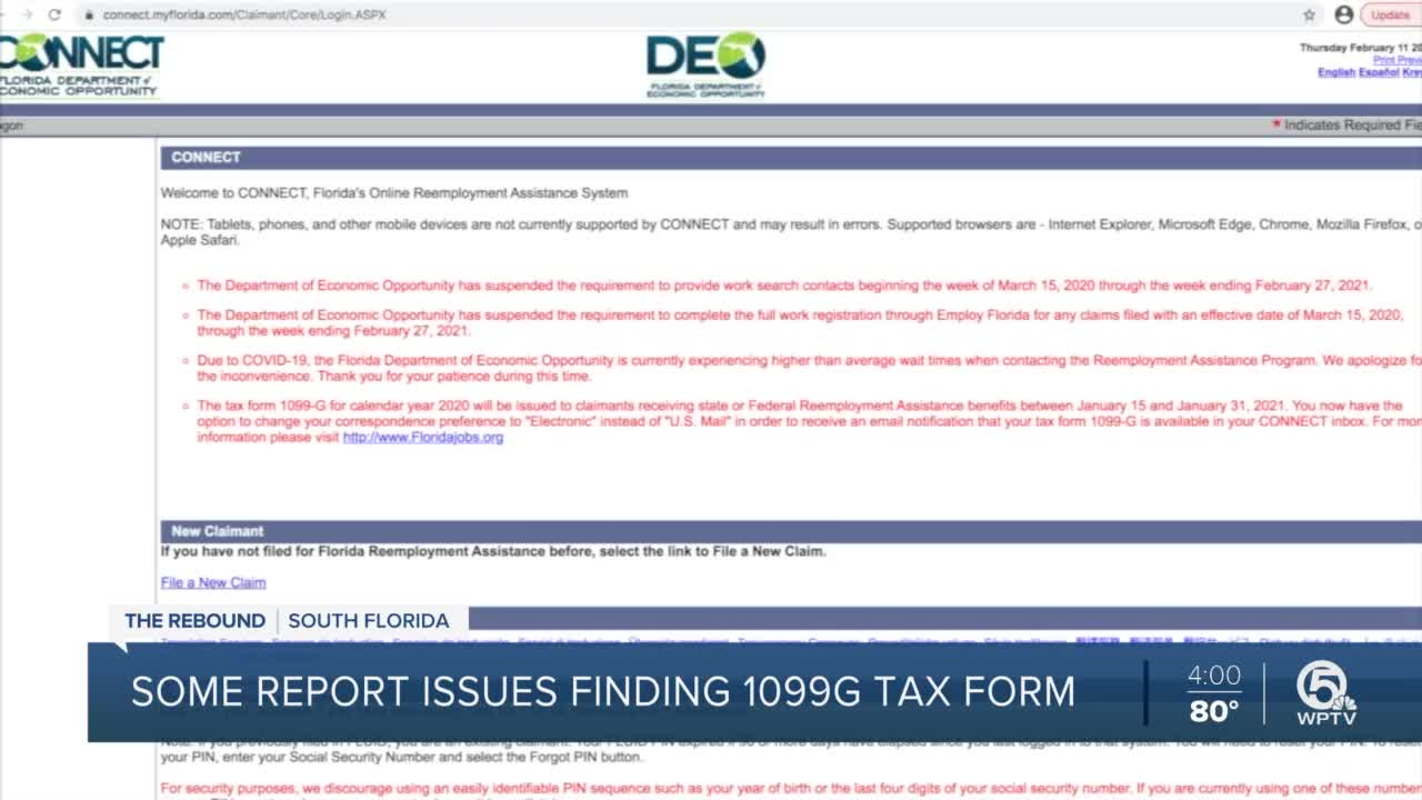 Users report problems accessing 1099-G form on state site