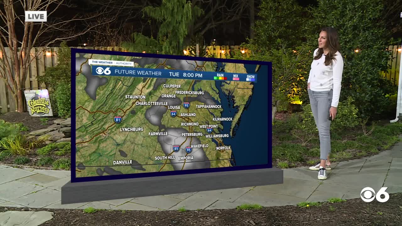 Warm Monday in store, pop up showers possible