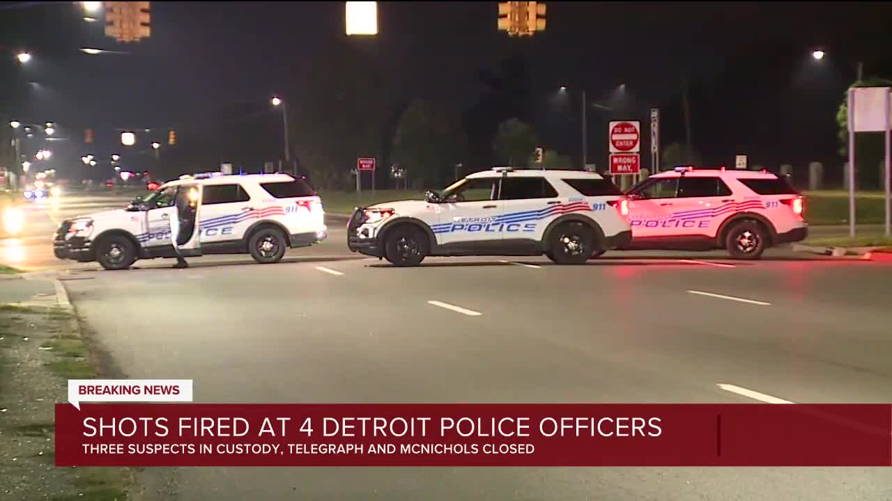 Shots fired at 4 police officers during traffic stop on Detroit's west side