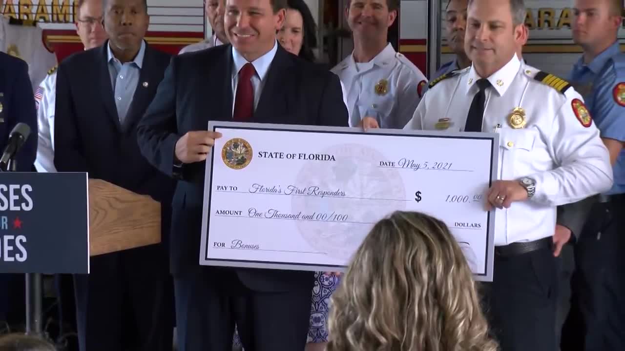 Gov. DeSantis announces 1,000 bonuses for first responders
