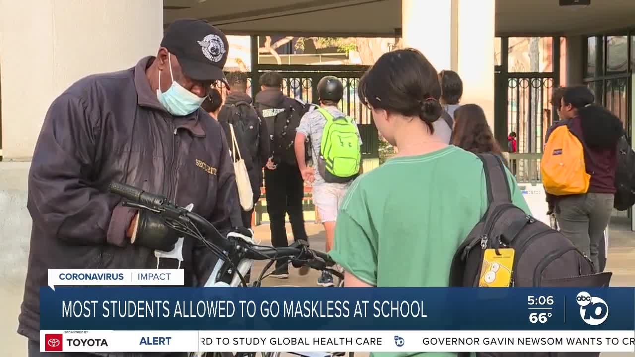 Mask requirement lifted at many San Diego County schools