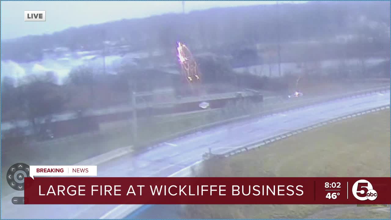 Firefighters respond to fire at business in Wickliffe; train passengers