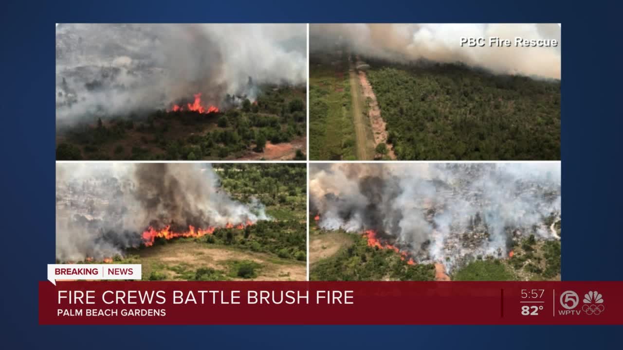 Crews battle 585-acre brushfire in Palm Beach Gardens