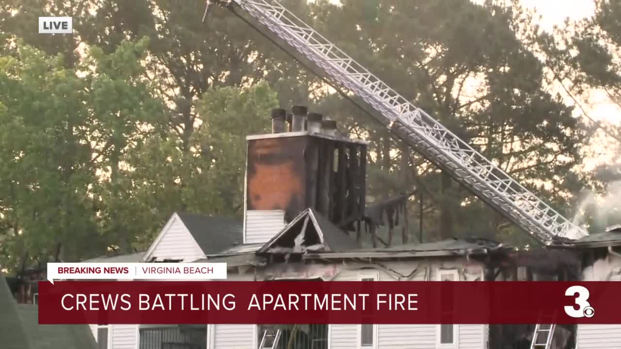 About 30 people displaced as Virginia Beach apartment fire destroys roof