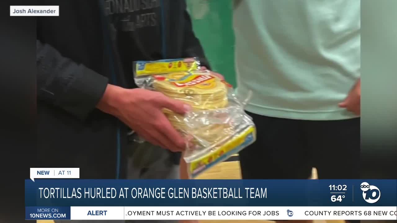 Tortillas hurled at Orange Glen HS basketball team after game vs