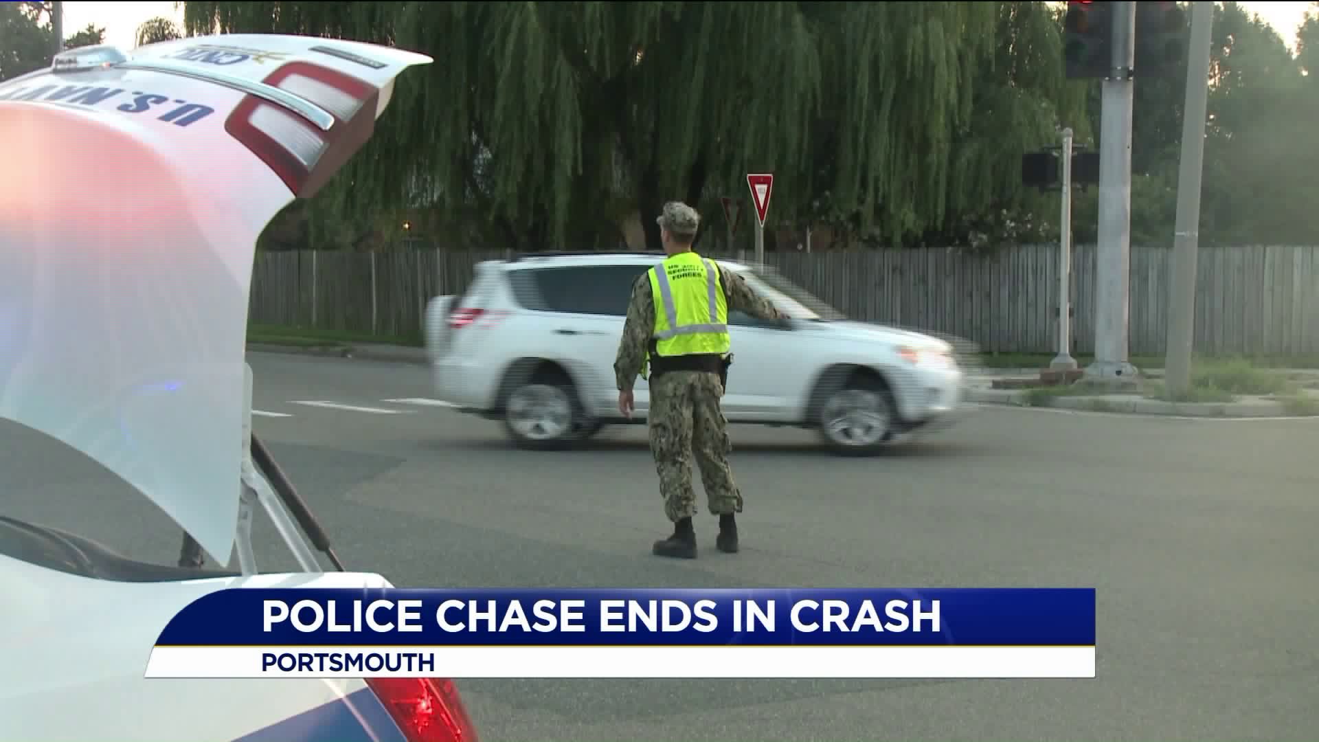 Police pursuit ends in crash at Norfolk Naval Shipyard in Portsmouth