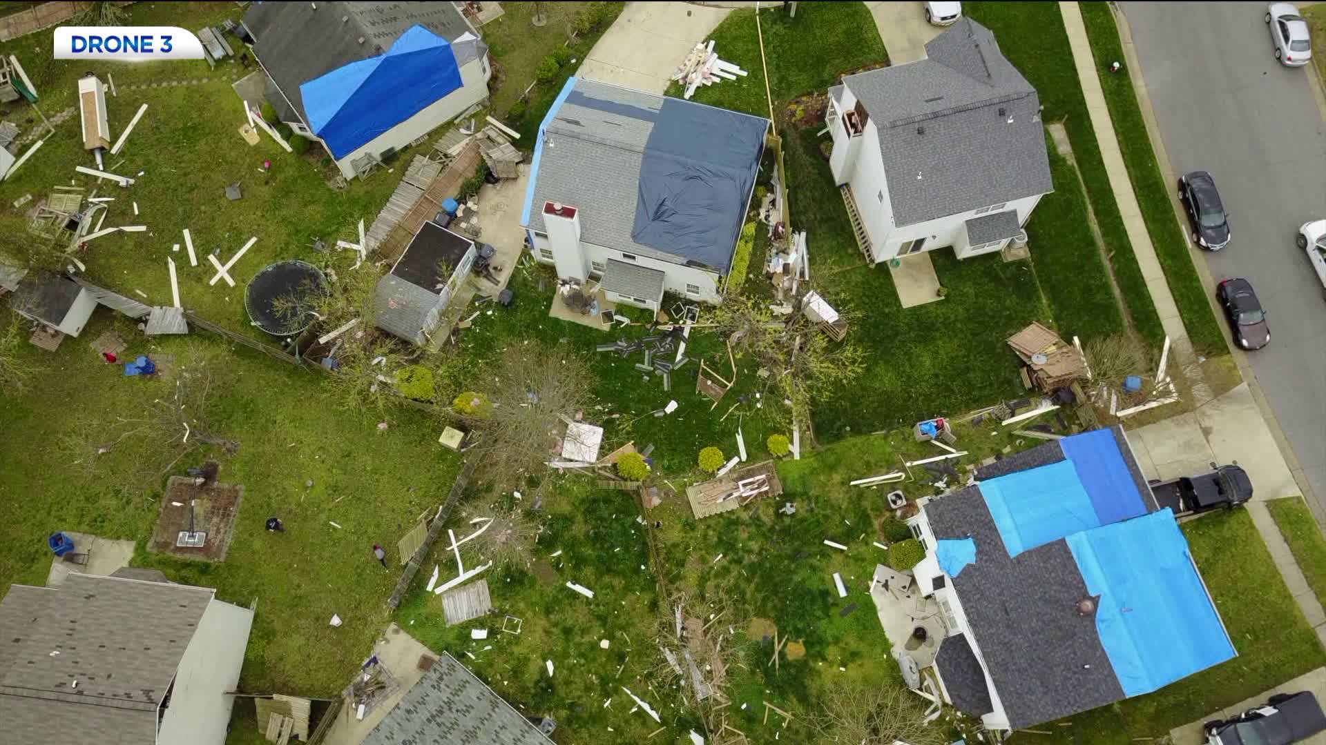 Watch Drone 3 flies over tornado damage in Virginia Beach and Chesapeake