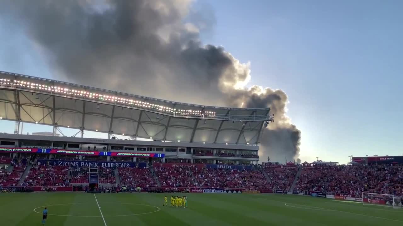 Commercial building fire burning near Rio Tinto Stadium - Vimarsana News