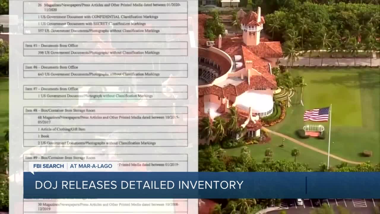 Inventory of seized material at Mar-a-Lago made public