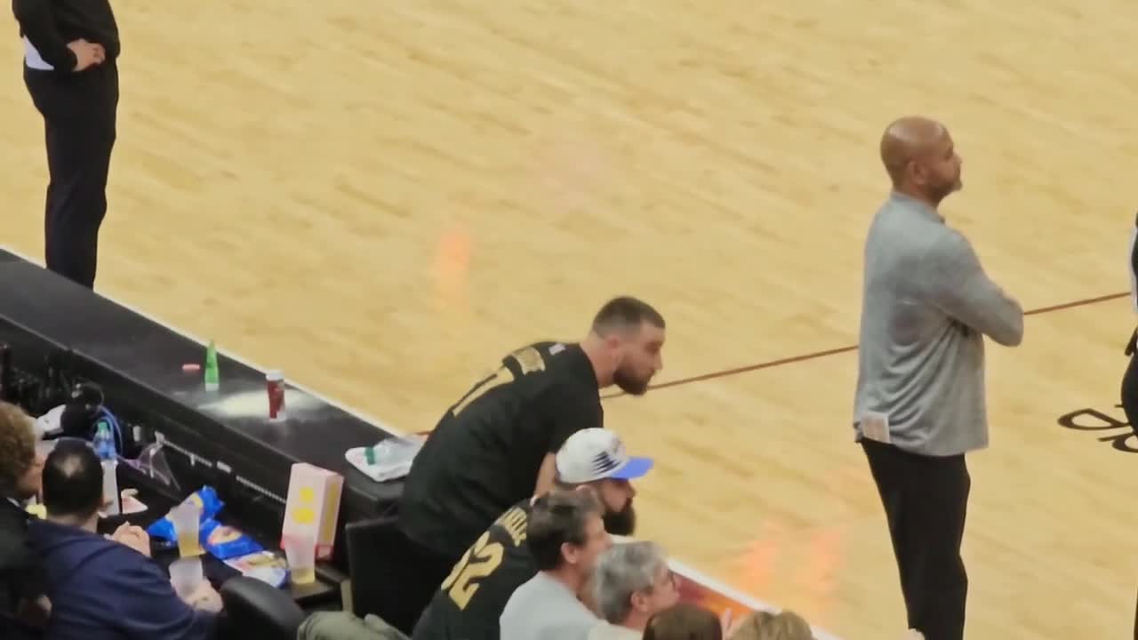 Travis and Jason Kelce attend bobblehead giveaway at Cavs game